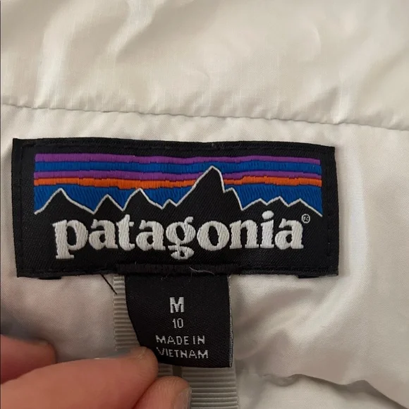 Patagonia White Quilted Down Vest, kids M, size 10